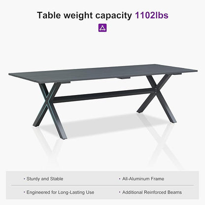PURPLE LEAF 11 Pieces Outdoor Dining Set Patio Furniture Set with Large Aluminum Table and French Bistro Chairs for Garden Backyard Gray Patio Dining Set