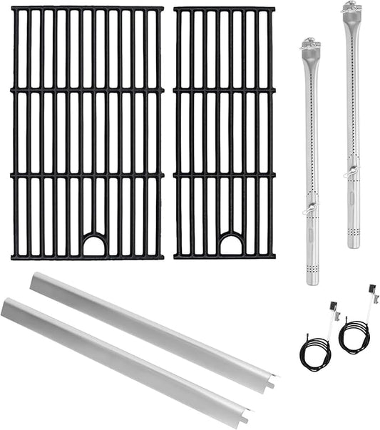 Grill Parts for Charbroil Performance 2-Burner 463630021 463660421 463655621 463630422 463654022, 17 inch Cooking Grate, Burner and Heat Plate Parts for Charbroil Grill Replacement Parts
