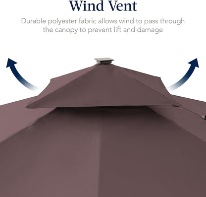 Best Choice Products 9x12ft LED Cantilever Patio Umbrella w/Base Included & - Image 7