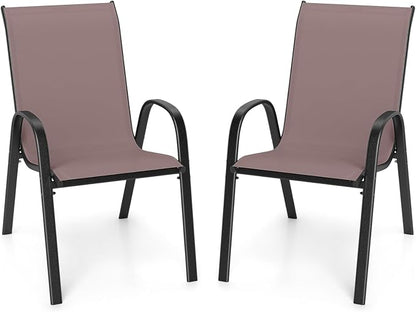 Giantex Patio Chairs Set of 2, Stackable Outdoor Dining Chairs by Giantex