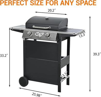 Stainless Steel 3-Burner Gas Grill, 25650 BTU Outdoor BBQ Grill with Side Table, 338 sq.in Cooking Area, Perfect for Patio, Deck & Family Barbecues