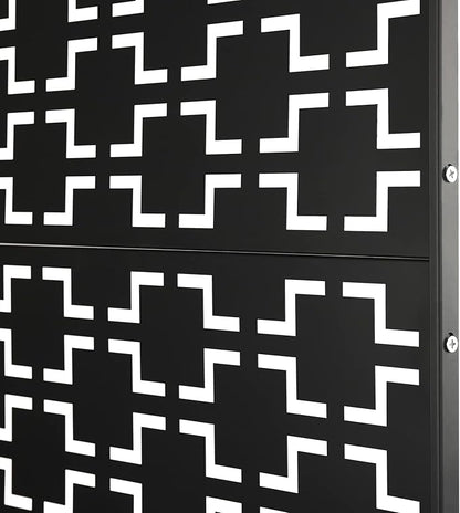 Metal Outdoor Privacy Screen,Freestanding Outdoor Divider Decorative Privacy Fence Screen,Freestanding Decorative Privacy Screen for Balcony Patio (Checkered Pattern 35.4in)