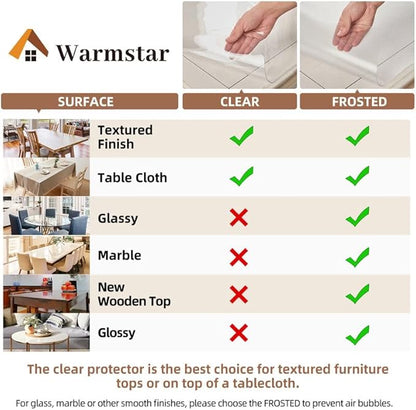 Warmstar Clear Table Cover Protector, 42 x 78 Inch, 1.5mm Thick PVC, Rectangle, Desk & Dining Table Protector Mat