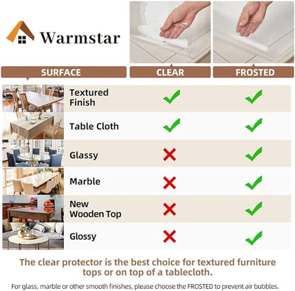 Warmstar Clear Table Cover Protector 14 x 24 Inch,1.5mm Thick Plastic Table Cover Rectangle,PVC Clear Table Protector,Desk Protector Mat for Kitchen, Dresser, Writing Desk，Dining Room Table