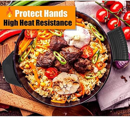 2 Pcs Cast Iron Handle Cover, Silicone Hot Handle Holder - Image 5