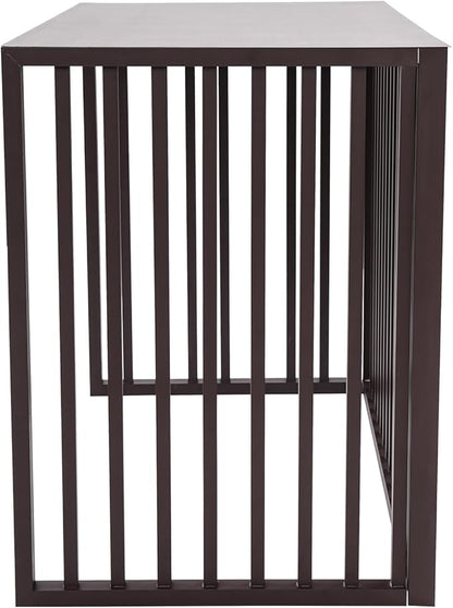 Air Conditioner Fence with Top Cover, 4 Panels 43.3 "L x 23.6 "W x 31.5 "H Privacy Fence Panels for Outside, Freestanding Metal Trash Can Hider Outdoor, No-Dig Air Conditioner Sun Blocker Kit (Brown)