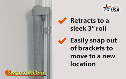 Retract-A-Gate 52" Gray: The Original and only Made in USA Retractable Baby, Dog, & Cat Gate