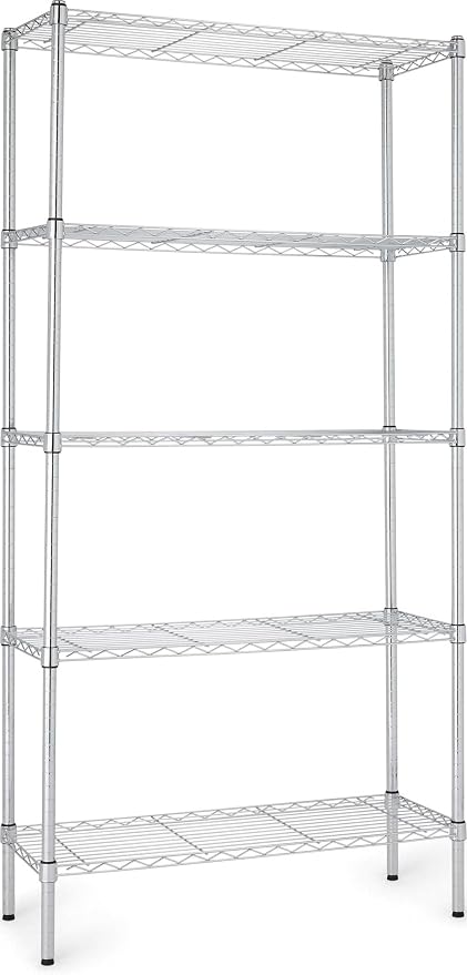 Amazon Basics 5-Shelf Adjustable Heavy Duty Steel Wire Rack, Space Saving by AmazonBasics
