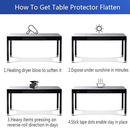 54x108 In Clear Plastic Dining Tabletop Protector Desk Pad Mat Wooden Furniture Coffee Glass End Side Bar Dinner Banquet Activity Tablecloth Top Protection Countertop Cover Waterproof PVC Vinyl Rolled