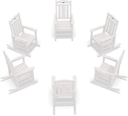Oversized Outdoor Rocking Chairs Set of 6, 380lbs Heavy-Duty Large Patio Rocker by CIOKEA