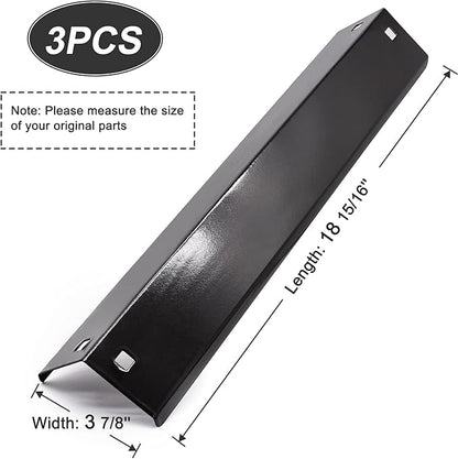 Criditpid Grill Heat Plates Shields for Chargriller 5050, 5650, 3001, 3008, 5072, King Griller 3008, 5252, 3-Pack Porcelain Steel Heat Tent Burner Cover Flame Tamers for Char griller Replacement Parts