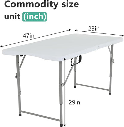 FDW Folding Half Portable Foldable Table for Parties Backyard Events (White, 6 FT 70 * 29) (White, 4 FT)