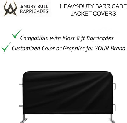 Heavy Duty Portable Crowd Control 8ft Barricade Jacket Cover - Angry Bull Barricades