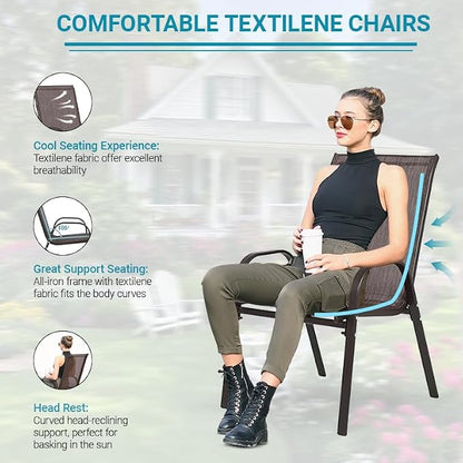 Patio Chairs Set of 4, Breathable Textilene, Weatherproof Frame, Quick Setup - Image 3
