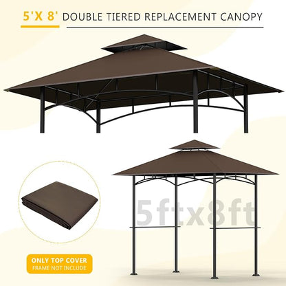 Grill Gazebo Canopy Replacement, 5 x 8 Ft, UV Resistant, Water Resistant - Image 5
