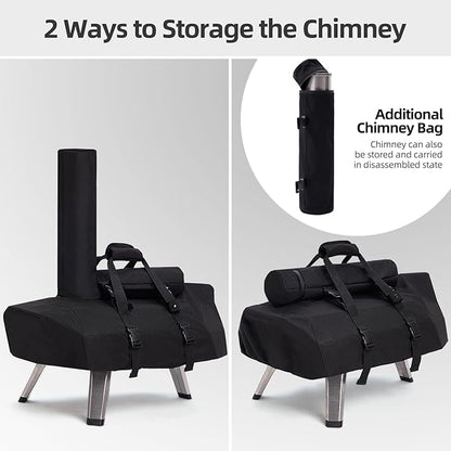 NOELIFE Waterproof Cover for Ooni Karu 2 and Karu 12G Pizza Oven, Outdoor Accessories for Ooni 12, Carry Cover with Seperate Chimney Bag, with Straps in the Bottom for Fixation (Oven Not Included)
