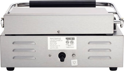 Kratos Commercial Electric Panini Sandwich Grill with Grooved Plates, 14" x 9" Cooking Surface, Commercial Countertop Panini Press, 120V, 1750W (29Y-020)
