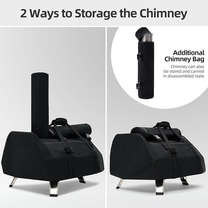 NOELIFE Carry Cover for Ooni Karu 16 and Karu 2 Pro Pizza Oven, Accessories for Ooni 16, Waterproof Pizza Maker Cover with Seperate Chimney Bag, with Bottom Straps for Fixation (Oven Not Included)