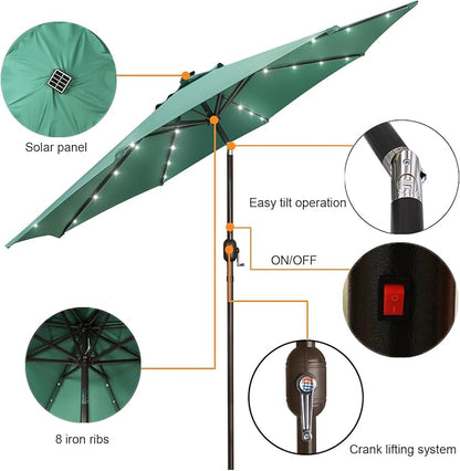 9 ft Solar Umbrella, Patio Umbrella - Image 2