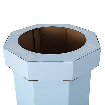 Eyely MPH1300G-SET2 Sal 25-Gallon Disposable Corrugated Cardboard Event Trash Can and Recycling Bin for BBQs, Beach, Parties & Events & Outdoor Activities, Tide Pool Blue (Set of 2)