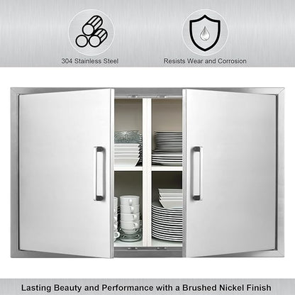 Outdoor Kitchen Door, 33" W21 H Outdoor Kitchen Access Door, Stainless Steel BBQ Double Door, Available for Outdoor Kitchen Island or Outdoor Kitchen
