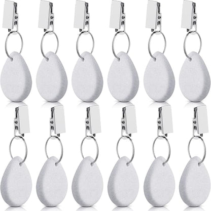 Geiserailie 12 Pcs Tablecloth Weights Tablecloth Pendant Teardrop Shape Table Cover Weights with Metal Clips for Outdoor Picnic Garden Dinner Table Cover Decoration(White)
