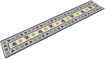 Mexican Table Runner, Blue Floral Birds Mexico Talavera Ceramic Dia De Los Muertos Coffee Table Center Decor for Family Home Kitchen and Dining Farmhouse Indoor Outdoor Table Decorations, 13" X 90"