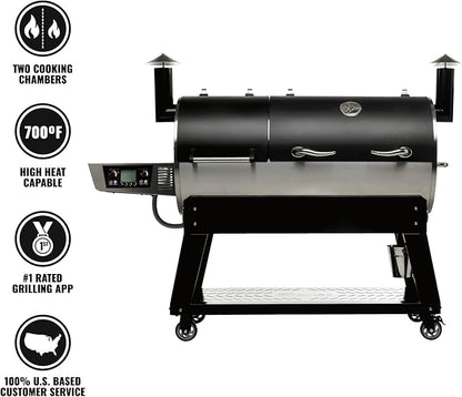 recteq DualFire 1200 Wood Pellet Smoker Grill, Wi-Fi Electric Pellet Grills, Dual Chambers for Hot and Fast + Low and Slow Cooking, DualFire 1200 + Grilling Essentials Bundle