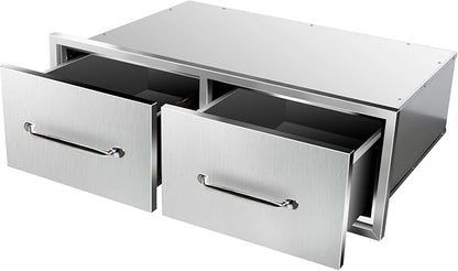 Outdoor Kitchen Drawers 30" W x 10" H x 20" D Stainless Steel Single Drawers with Ergonomic Handle for BBQ Island, Patio Grill Station & Outdoor Kitchen Cabinets