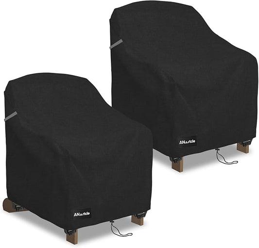 Patio Adirondack Chair Cover 2 Pack,600D Waterproof Heavy Duty Outdoor Chair Covers,Adirondack Chair Covers(30W x 34D x 36H inches),Patio Furniture Covers,Black