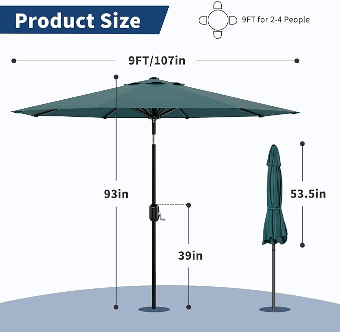 9FT Patio Umbrella Outdoor - Image 4