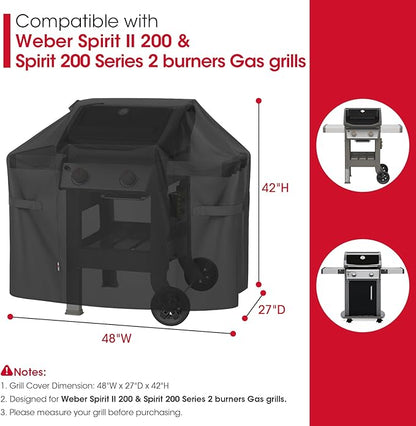 Unicook 48 Inch Grill Cover for Weber Spirit Il 200 and Spirit 200 Series, 2 Burner Gas BBQ Cover for Outdoor Grill, Heavy Duty Waterproof Fade Resistant, Compared to Weber 7138