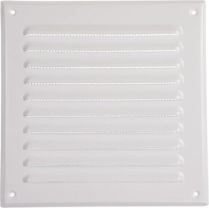 Vent Systems - 6 x 6 Inch (Inner) Pack of 2 White Metal Square Soffit Air Vent Grille Cover, Register Vent Deflector Louver Built-in Mesh HVAC for Bathroom Home Office Kitchen 8" x 8" (Outer)