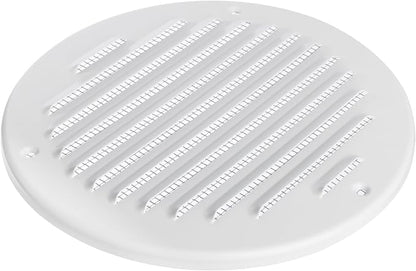 White Metal 6'' Inch Round Ventilation Grille - Inside/Outside use - (Grille: 6''Ø/Cover Area: 7.25''Ø) - Air Vent Louver - Available 4 Sizes / 2 Types / 1 Color.
