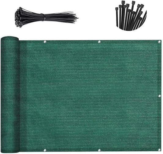 SUNNY GUARD Customized 3'x11' Dark Green Balcony Privacy Screen,91% Shade Apartments Fence Cover,Heavy Duty Mesh Windscreen for Deck,Outdoor,Backyard,Patio