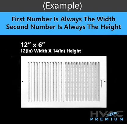 14"w X 8"h Adjustable AIR Supply Diffuser - HVAC Vent Cover Sidewall or Ceiling - Grille Register - High Airflow - Black [Outer Dimensions: 15.75"w X 9.75"h]