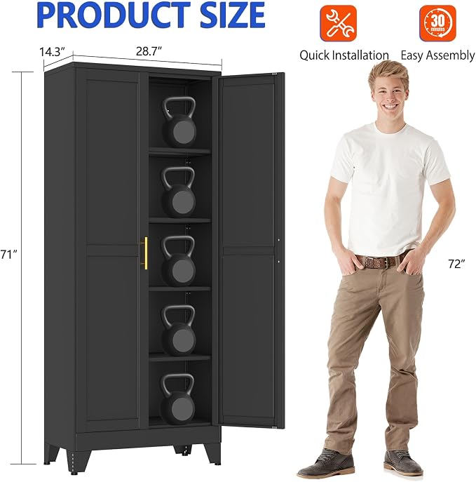 GAIOUS 71''Tall Metal Garage Storage Cabinet, File Cabinet - Image 2