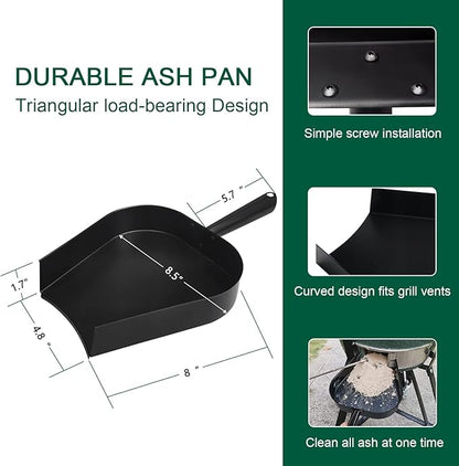 18” BBQ Ash Removal Tool and Ash Pan for Big Green Egg Accessories, Stainless Steel Ash Tool Poker for BGE Primo and Other Charcoal Kamado Stove(at+AP)