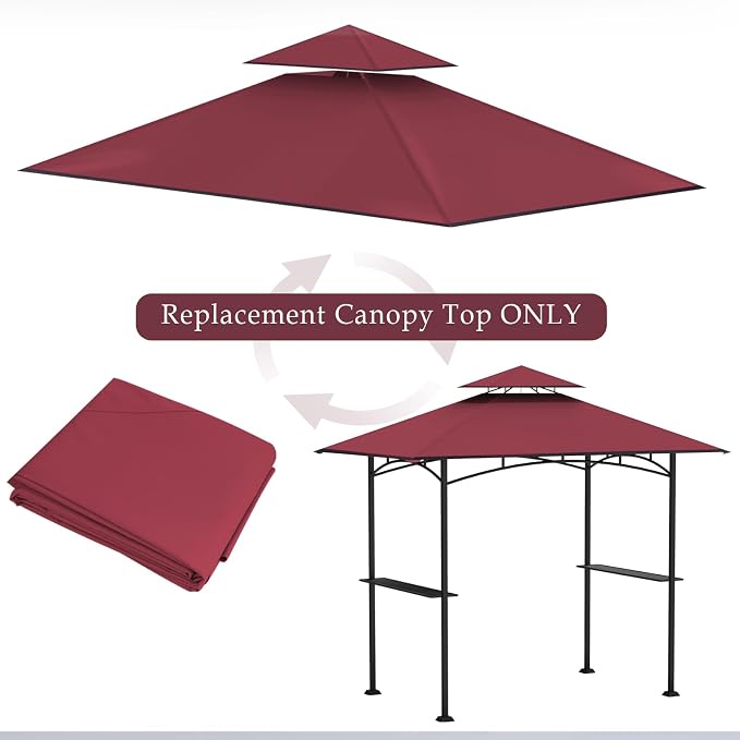 5x8Ft Grill Gazebo Replacement Top, Burgundy Canopy Top Cover Only | - Image 6
