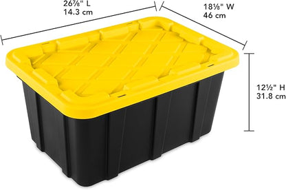 Sterilite 6-Pack Industrial Tote, Plastic Storage Container Bins with Lids, 17 Gallon - Heavy-Duty Organizing Containers for Closet, Bathroom, and Office