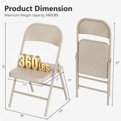 4 Pack All Metal Folding Chairs, Heavy Duty Foldable Chair Waterproof Resistant - Image 3