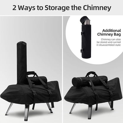 NOELIFE Carry Cover for Ooni Karu 12 and Karu 2 Pizza Oven, Waterproof Pizza Oven Accessories for Ooni 12 with Seperate Chimney Bag, with Bottom Straps for Fixation (Oven Not Included)