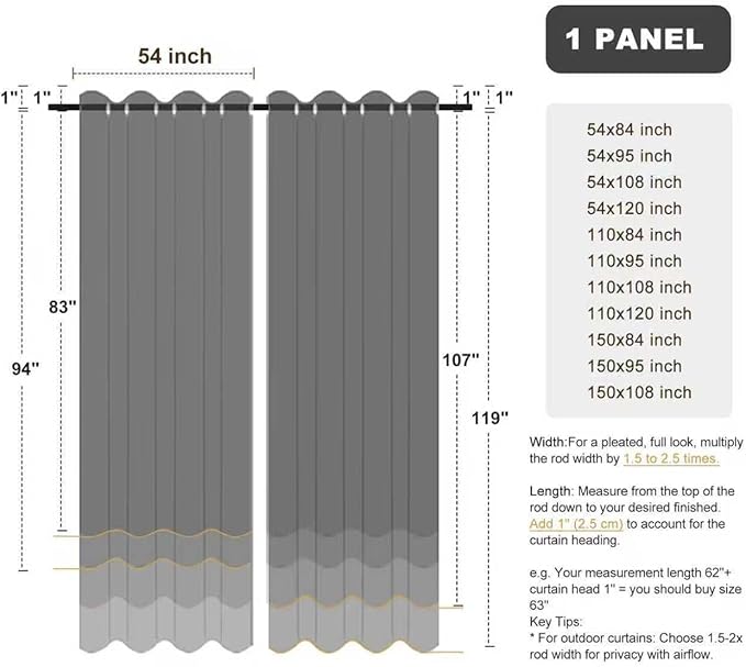 BONZER Outdoor Curtains for Patio Water Resistant Thick | Heavy Privacy Light - Image 9