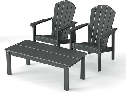 Stackable Set, 2 Chairs with 47in Table, All-Weather HDPE, 380 lbs Each+47.2in by nevilywood