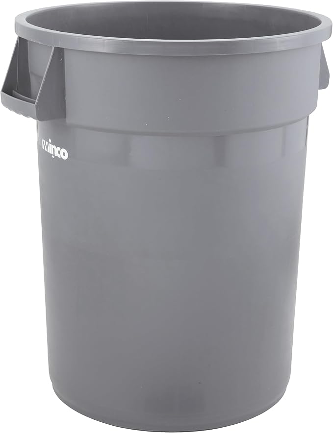 Winco Heavy-Duty Round Waste Container/Trash Can, 20 Gallon, Gray