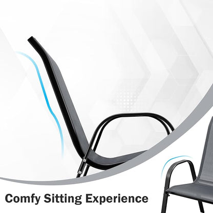 COSTWAY Patio Stackable Dining Chairs Set of 2 - Image 6