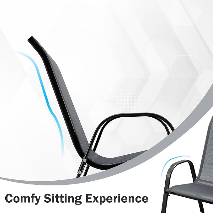 COSTWAY Patio Stackable Dining Chairs Set of 4 - Image 6