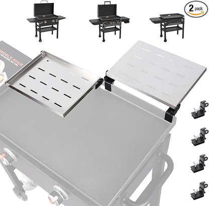 Utheer 2-Pack Griddle Warming Rack for Blackstone 28" Griddles, Stainless Steel Flat Top Grill Accessories | Reversible Rack Adds Prep Space, Foldable Clip-On Design Expands Cooking & Holding Area