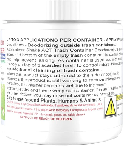ACT Trash Deodorizer and Cleaner | Eliminates Odors Controls Garbage Sludge | for Garage and Outdoor Bins | Dry Powder Eco-Friendly (8oz)