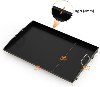 Stanbroil 28 Inch Flat Top Griddle Replacement Top for Blackstone 28" 2-Burner Gas Grill Cooking Station, Ceramic Coated Steel Griddle Top Replacement with Rear Grease System, Black